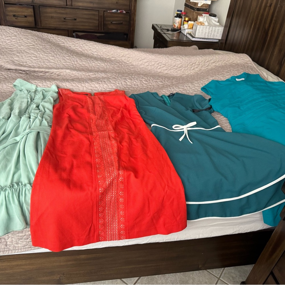 Nine West Midi Dresses - Red, Teal, Mint